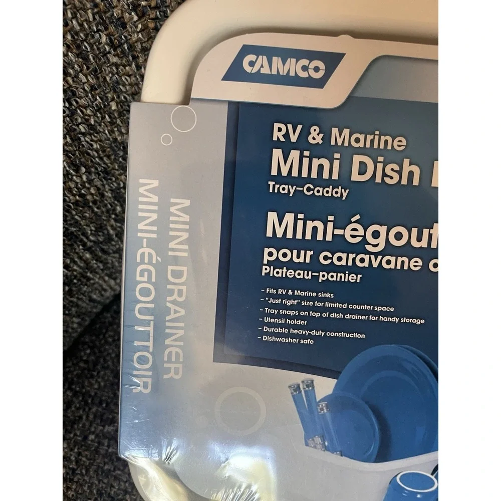 New! Camco RV Mini Dish‎ Drainer & Tray White Camper